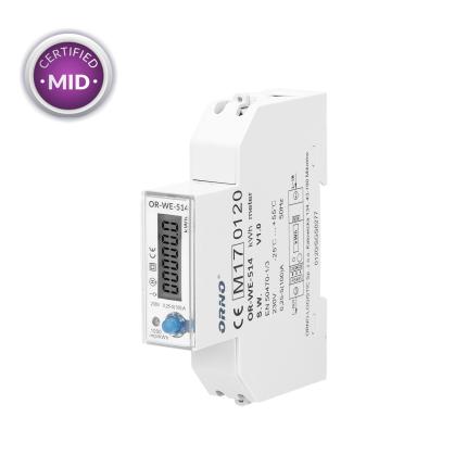 1-fázový elektromer s RS-485, 100A, RS-485 port, MID, 1 modul, DIN TH-35mm