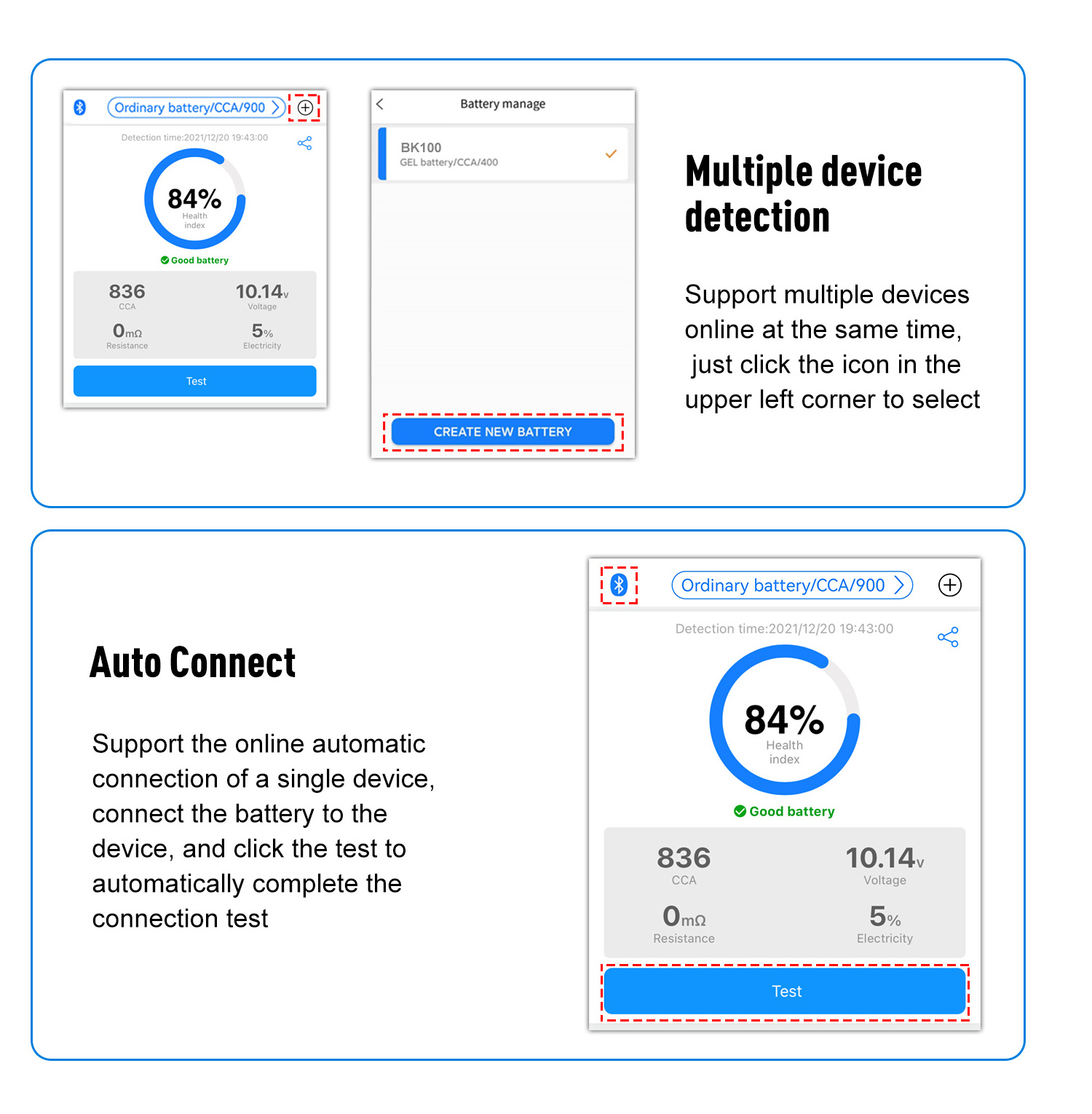 Bluetooth tester batérií Konnwei BK100