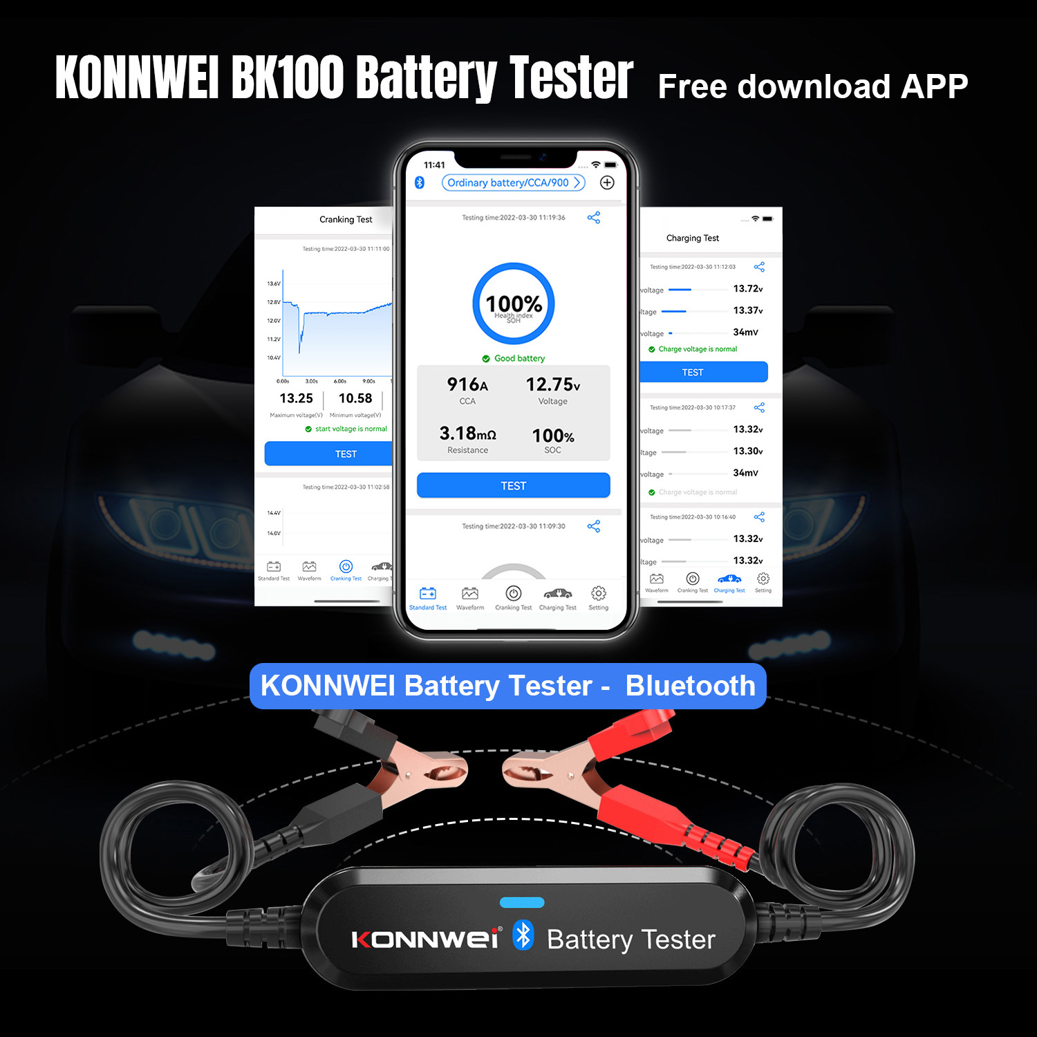 Bluetooth tester batérií Konnwei BK100