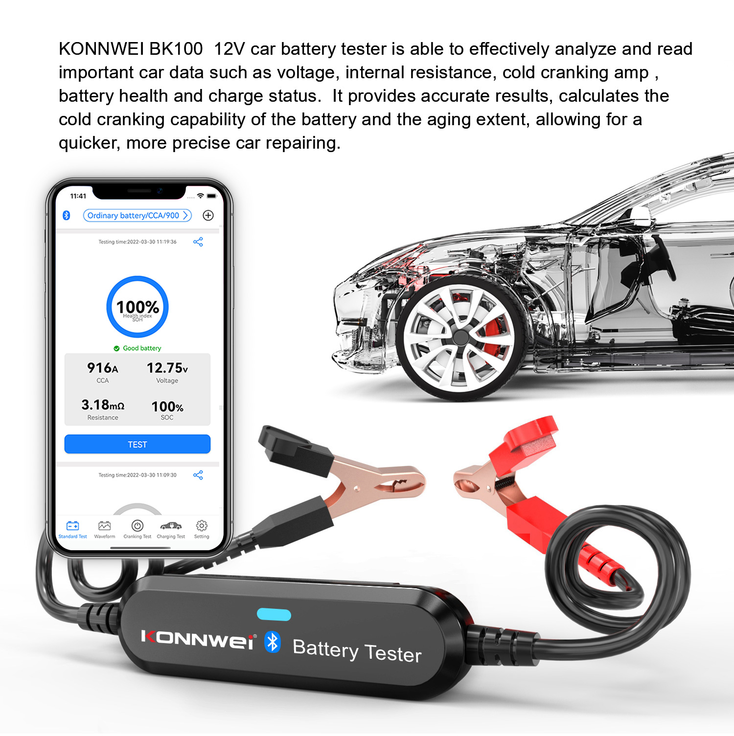 Bluetooth tester batérií Konnwei BK100